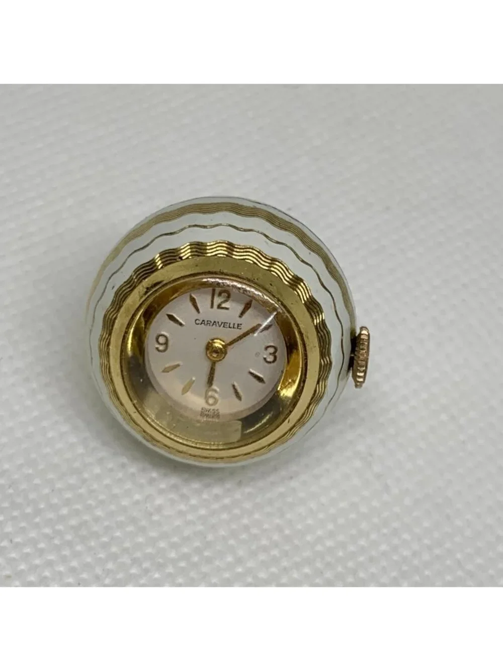 Vintage Caravelle Swiss Pendant Ball Orb Watch 29mm Enamel mechanical works